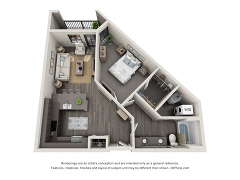 1 bed 1 bath floor plan H at 5300 Centre, St. Peters, MO, 63376